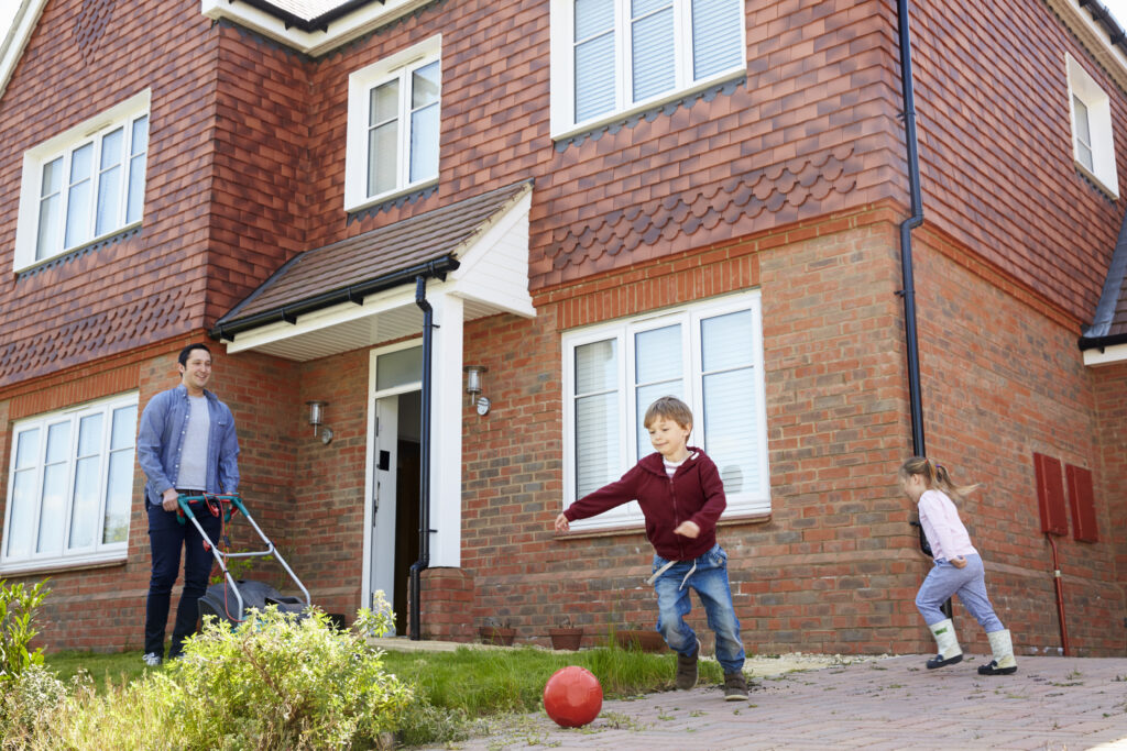 Family outside house in Doncaster